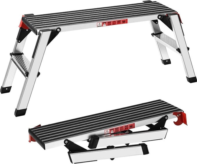 Inklapbaar Aluminium Werkplatform - Stevige Vouwladder tot 150 kg met Antislip