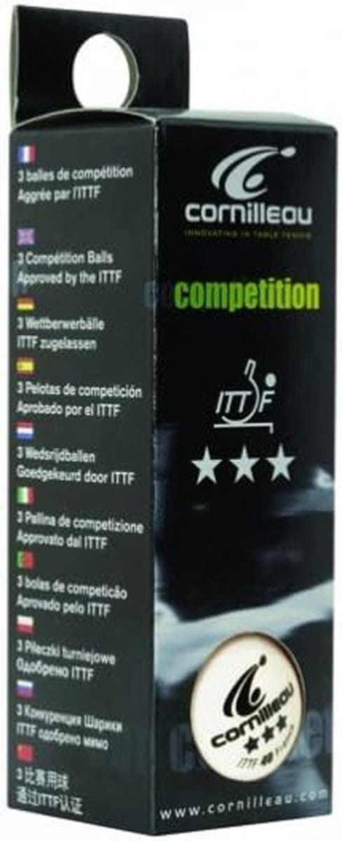 Doos van 3 ITTF 3-sterren 40mm tafeltennisballen wit