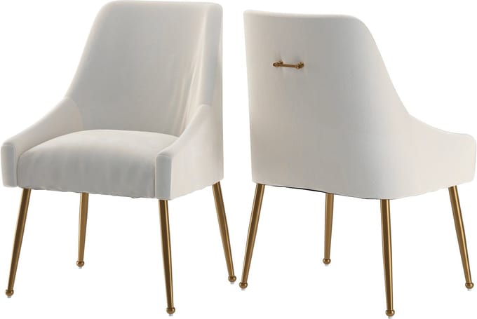Daphne- Fauteuil Witte Fluwelen Set van 2