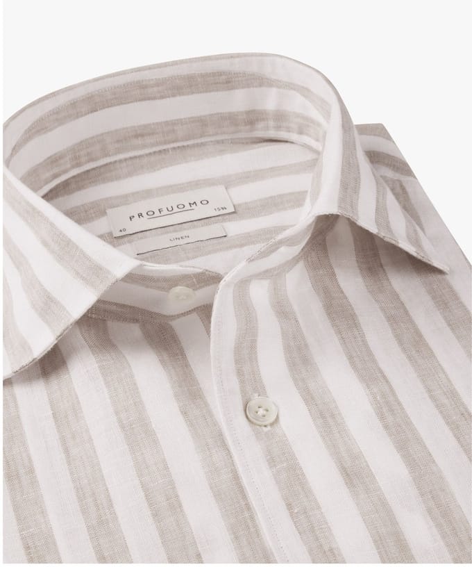Profuomo - Overhemd Beige Profuomo Ppxh10019 Lange Mouw Overhemd Beige Ppxh10019
