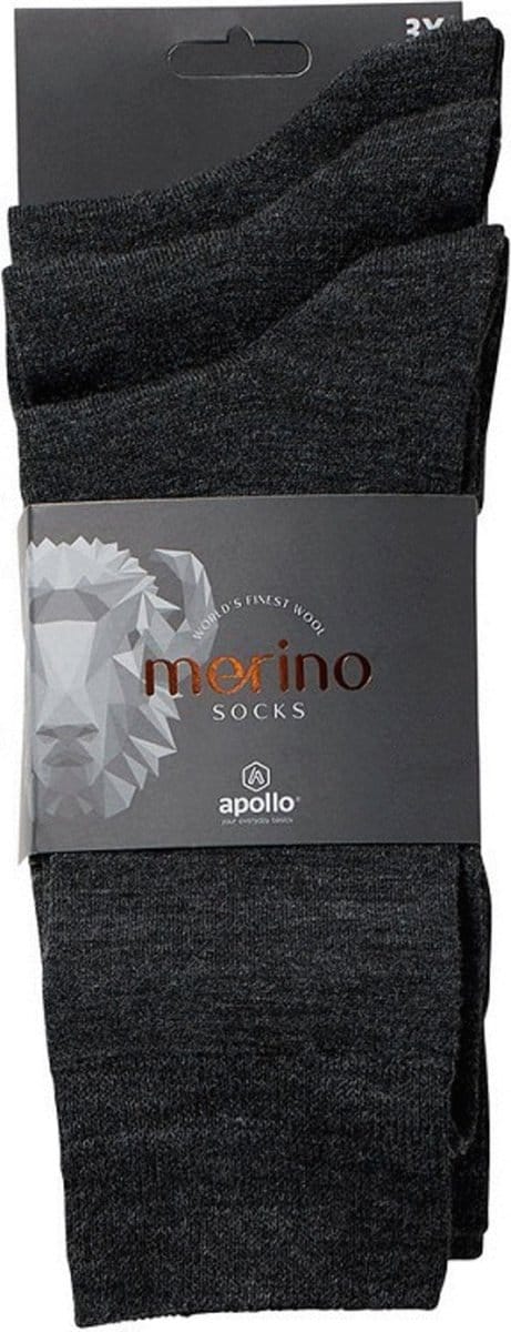 Apollo Sokken Wol 3-Pack Antraciet - Sokken - 43-46