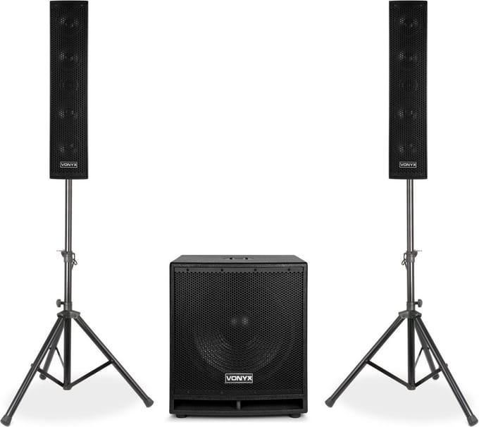 Vonyx VX880BT actieve Bluetooth geluidsinstallatie met subwoofer, tops, statieven, microfo