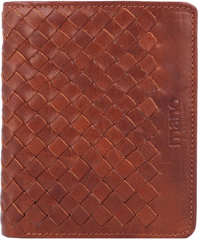 mano Leren Portemonnee Don Luca Coin Wallet with Flap Cognac Bruine