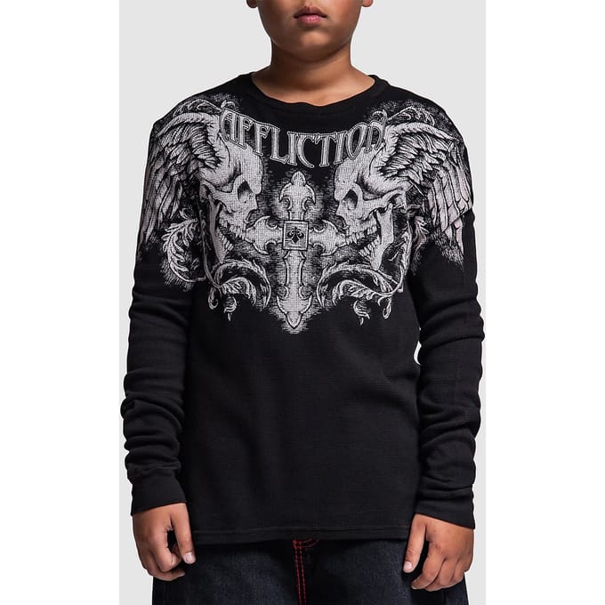 Affliction Winged Up Thermal Longsleeve T-Shirt zwart