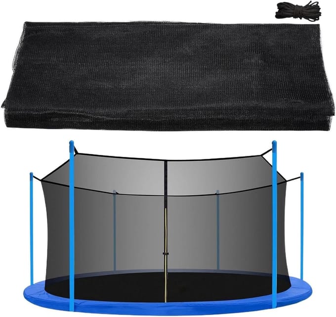Trampoline Net - Veiligheidsnet Omheining - Buiten Spelen - Scheurbestendig Ontwerp - 3.66m 4.27m - Zwart