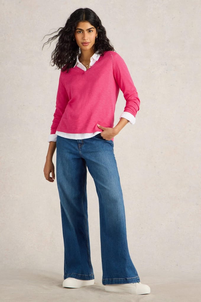 White Stuff Naria Jumper Bright Pink Größe: 8 | Longsleeves Outlet | Damen | Rosa