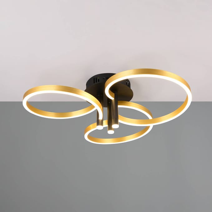 Trio Lighting LED plafondlamp Caruso, goud/zwart, Ø 66 cm metaal CCT dimbaar