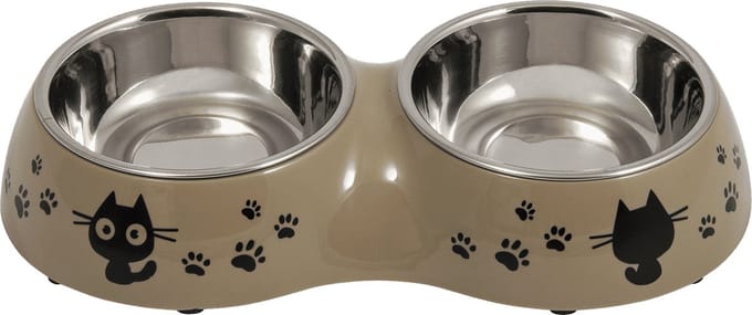Jack And Vanilla - Voer- En Drinkbakken - Bon Appetit Dubbele Kattenkom - Taupe - 2x220ml 51/0099 - 183127