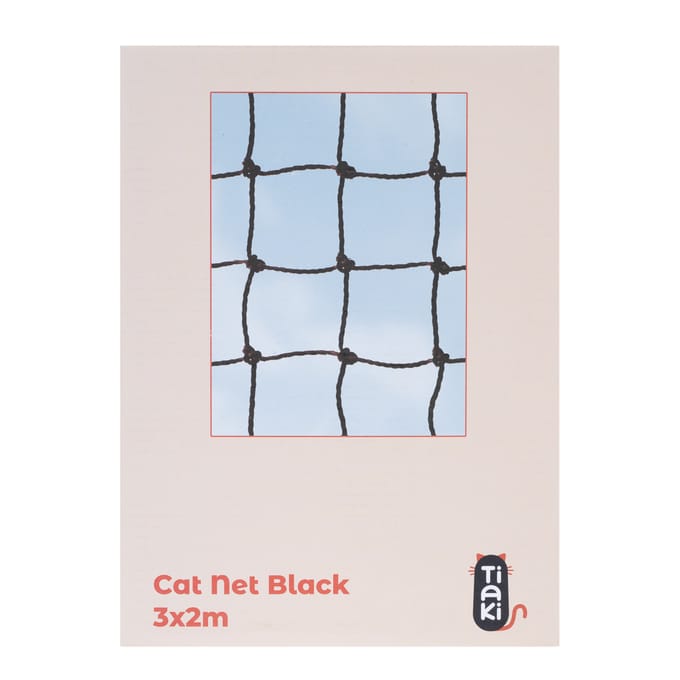 TIAKI kattenveiligheidsnet met draadversterking, zwart 3x2m