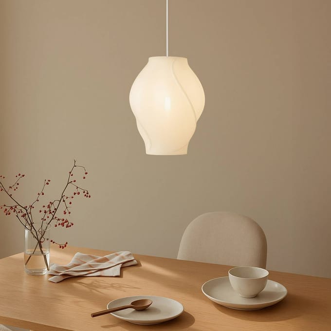 Lucande - Hanglamp - 1licht - Stof, staal - H: 40 cm - E27 - wit