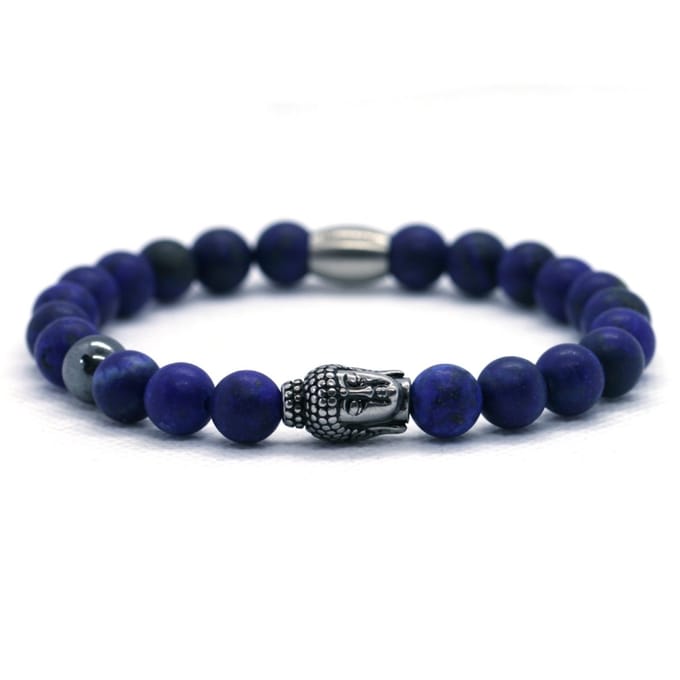Heren armband - LapisLazuli 8mm - buddha RVS