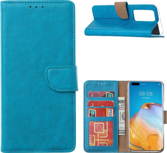 Bookcase Geschikt voor: Huawei P40 Pro Plus - Turquoise - portemonnee hoesje
