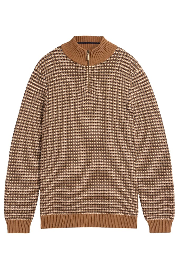 White Stuff Tuck Stitch Funnel Neck Tan Multi Größe: M | Pullover Outlet | Herren