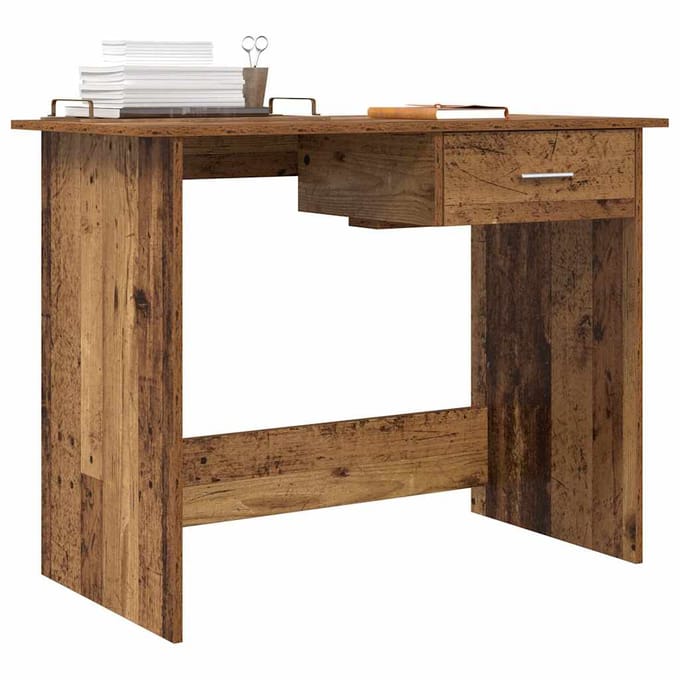 vidaXL - Bureau - Oudhout - 100 - x - 50 - x - 76 - cm - Bewerkt - hout