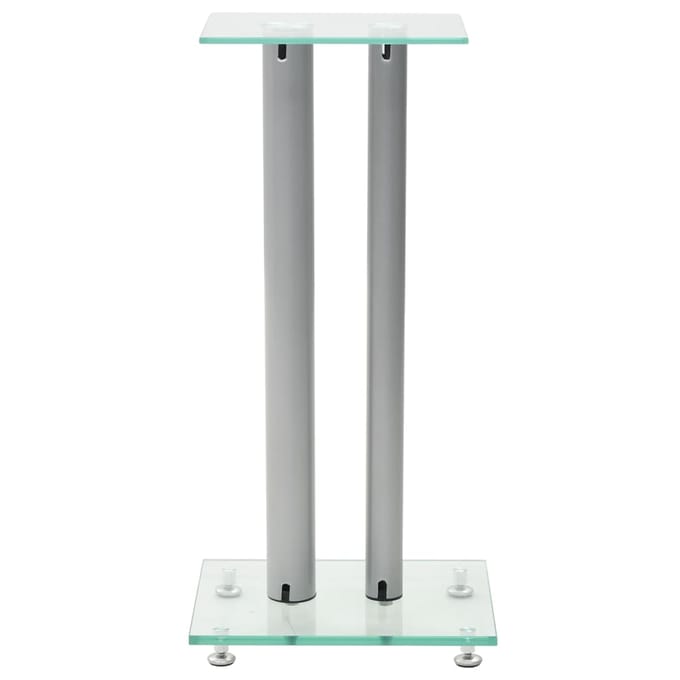 vidaXL Speakerstandaarden zuil-ontwerp gehard glas zilver 2 st