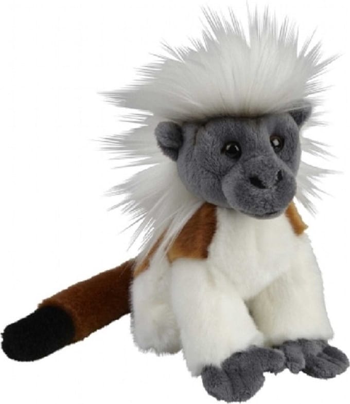 Ravensden Pluche pinche aapje knuffel - bruin/wit - 18 cm - Katoentamarin apen knuffels