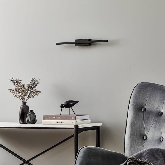 Quitani LED wandlamp Tolu, zwart, breedte 45 cm