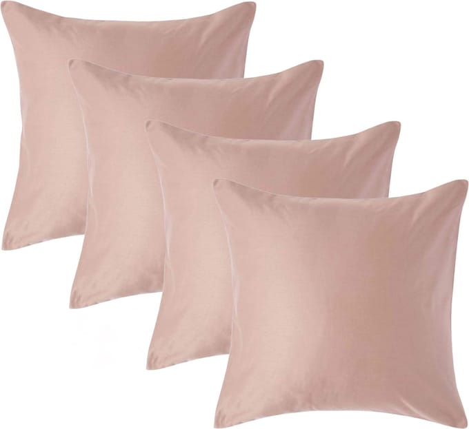 Homescapes Luxe Satijn Kussensloop 40x40 cm – Beige – Set van 4 – 100% Egyptisch Katoen Satijn – Draaddichtheid 1000