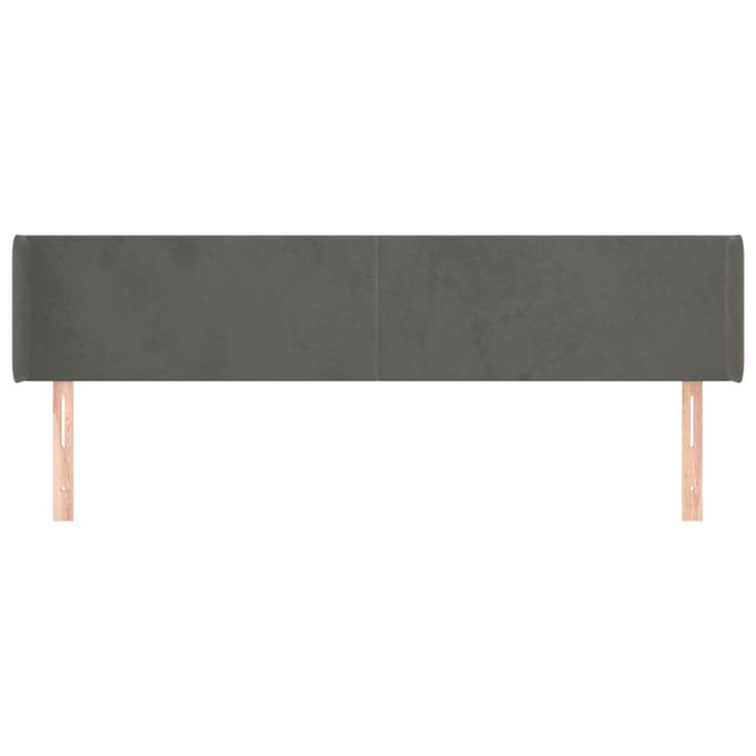 vidaXL - Hoofdbord - met - randen - 183x16x78/88 - cm - fluweel - donkergrijs