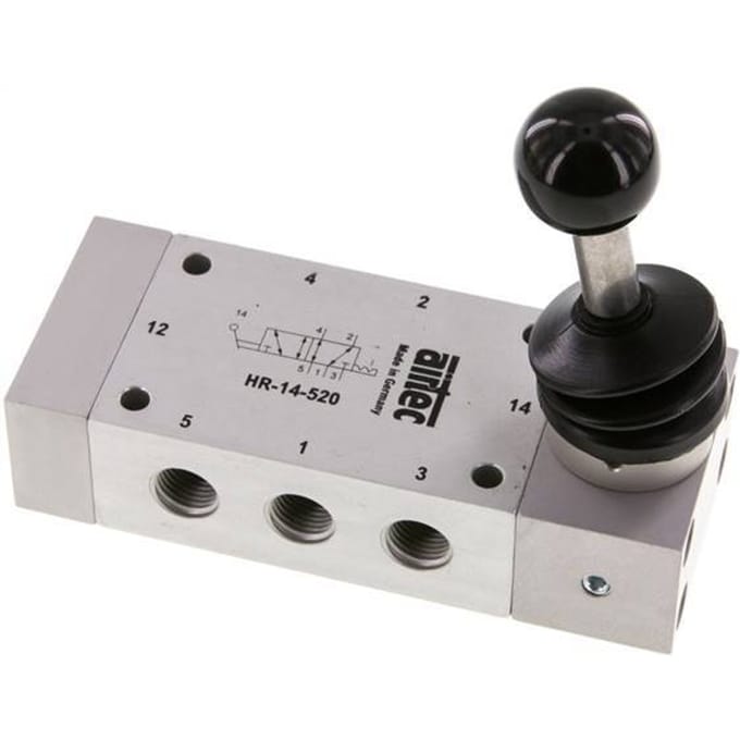 5/2 G1/4''  Handbediend Ventiel Detent 0-12bar/0-168psi Airtec