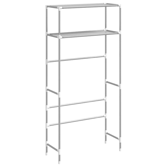 Étagère pour machine à laver avec 2 étagères Gris 69 x 28 x 143 cm Fer