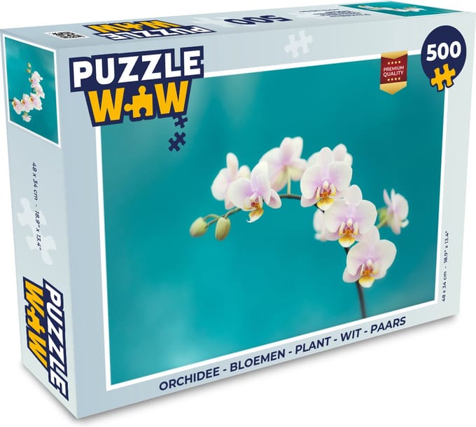 Puzzel Orchidee - Bloemen - Plant - Wit - Paars - Legpuzzel - Puzzel 500 stukjes