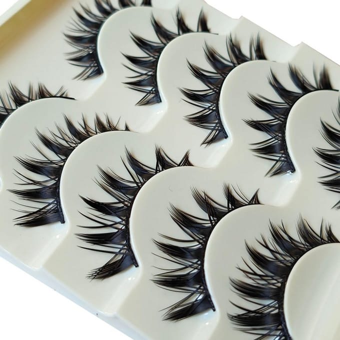 5 Paar Herbruikbare Nepwimpers Japanse Stijl Dikke Wimperverlenging voor Oogmake-up