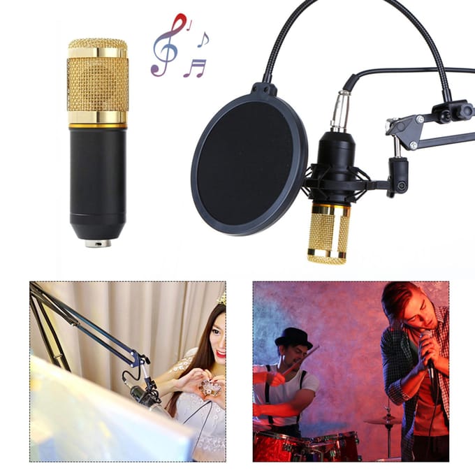 Multifunctionele Live Geluidskaart & BM800 Ophangmicrofoon Kit Uitzending Opname Condensator zwart