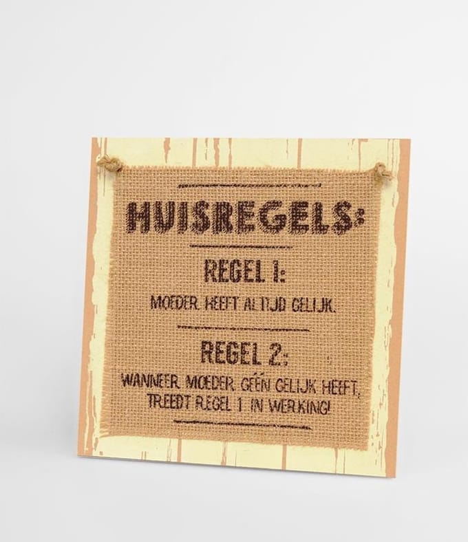 Paper Dreams Bordje Huisregels 20 Cm Hout Naturel