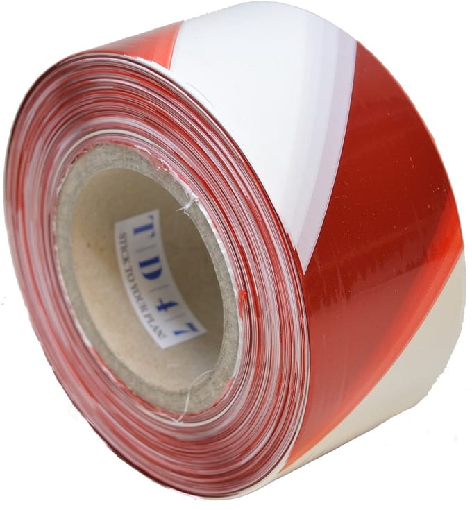 TD47 Afzetlint Rood/Wit 70mm x 500m