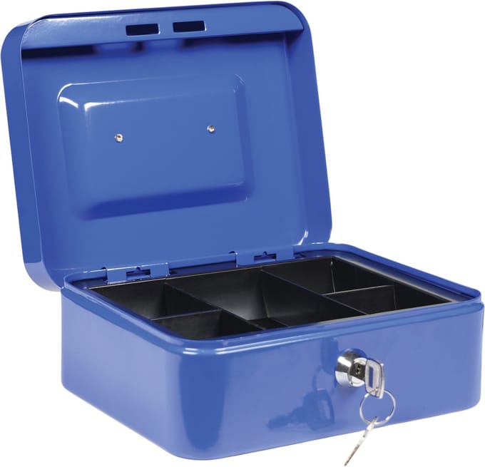 Eagle T415BL - Geldkistje - Met Sleutelslot & Muntlade - Blauw