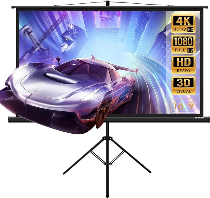 Zyrex® Projectiescherm met Statief - Mobiel Projectiescherm - Projectiedoek Thuisbioscoop - Zwart - 1cm x 172cm x 20cm