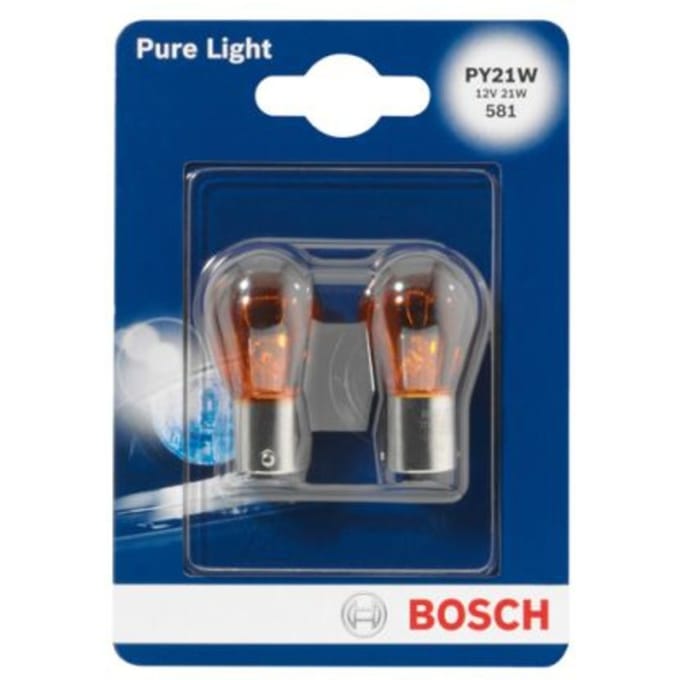 P27/7w lamp BOSCH PY21W Pure Light 12V/21W, 2 Stuk