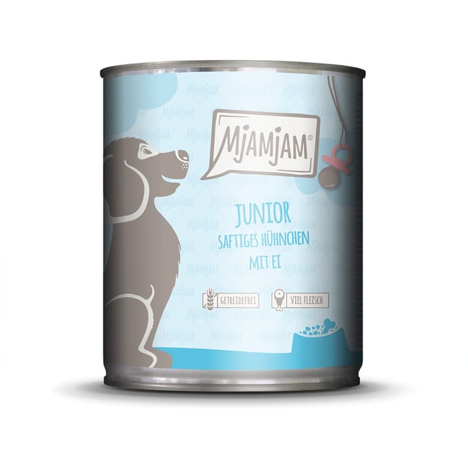 MjAMjAM Dog - Smakelijke Maaltijden Junior Blik 6x800g - Kip & Ei