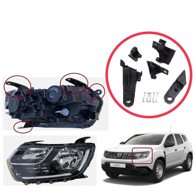 BHL565-1 Support de réparation de support de phare Ensemble d'onglets côté gauche pour Dacia Renault Duster MK2 HM 2017-2024 260609367R