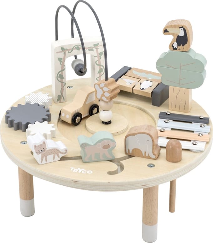 Tryco Wooden Activity Table - Houten Activity-Center - Stimuleert Motoriek en Vormherkenning - Vanaf 18 Maanden