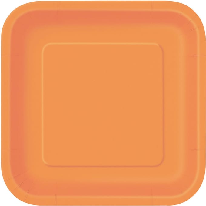 UNIQUE - Set oranje vierkante bordjes