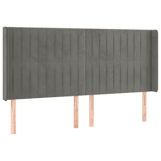 vidaXL - Hoofdbord - LED - 203x16x118/128 - cm - fluweel - lichtgrijs
