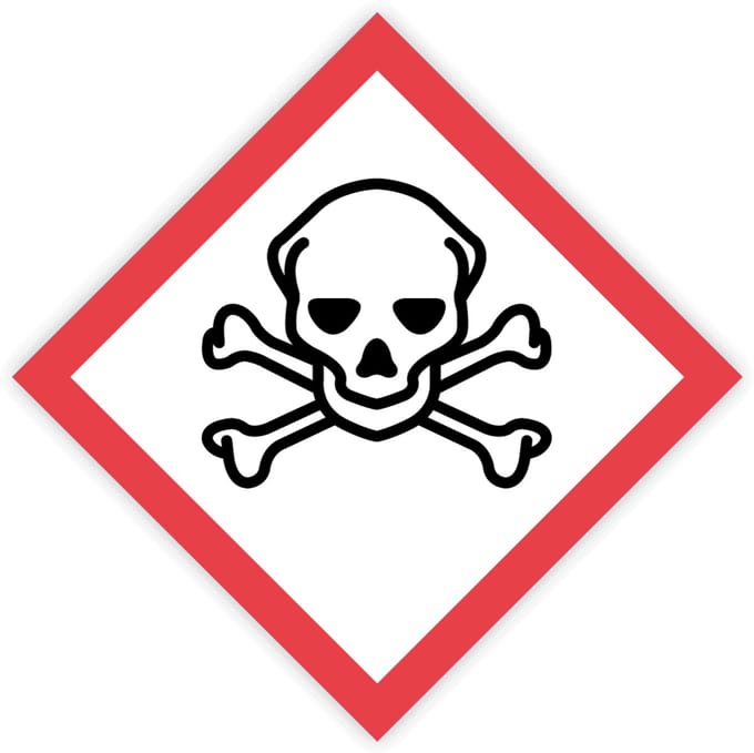 Gevaarsetiketten GHS 06 Giftig - Toxic - Formaat 25 x 25 cm