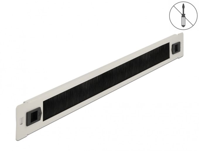 Delock 19″ Cable Management Brush Strip tool free 1U grey