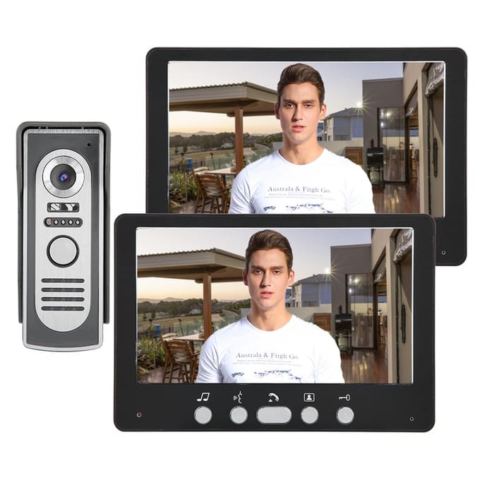 Black 7in TFT Camera 2 Monitors Video Doorbell Intercom Night View System 815m12