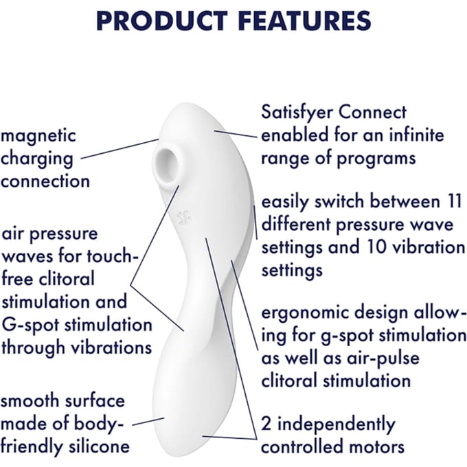 Satisfyer 'Curvy Trinity 5 Connect App', 16,5 cm, met app, 3 motoren, aan beide zijden bruikbaar