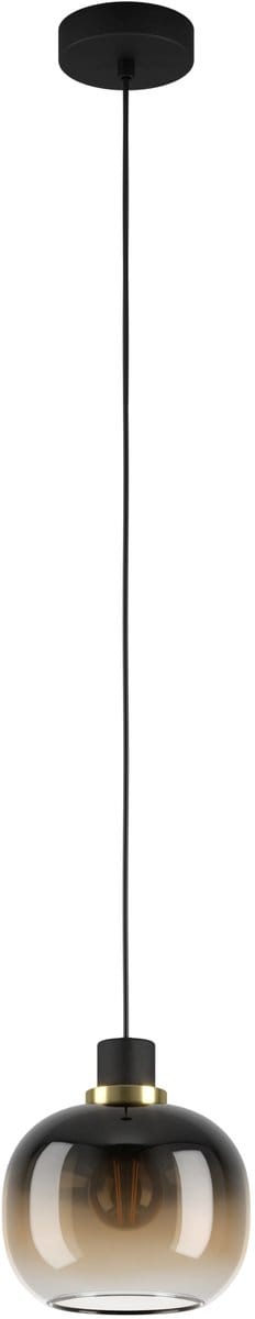 EGLO Oilella Hanglamp - E27 - 19 cm - Amber glas - Zwart|Geelkoper