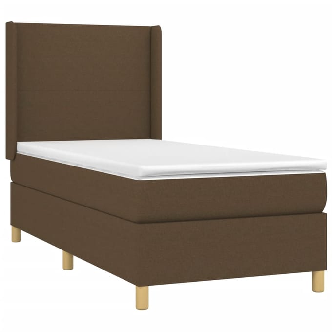 vidaXL - Boxspring - met - matras - stof - donkerbruin - 90x190 - cm