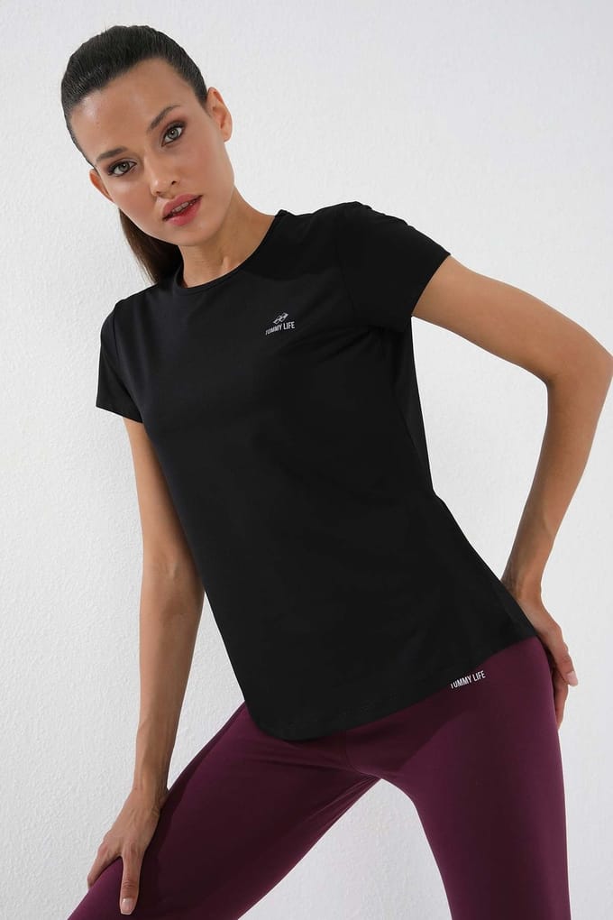 Dames Effen Korte Mouwen Rondhals T-Shirt