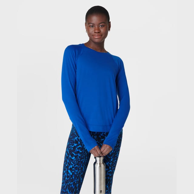 Sweaty Betty Breathe Easy Long Sleeve Top BLAUW - Maat XL