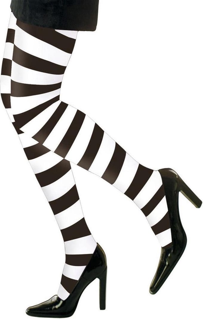 panty neon zwart-wit gestreept
