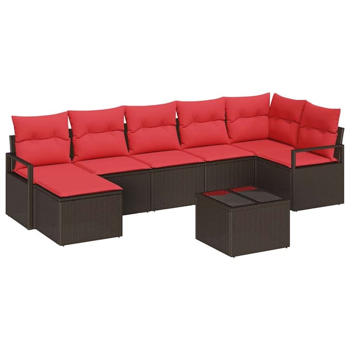 vidaXL Bankstel 8 st Bruin poly rattan