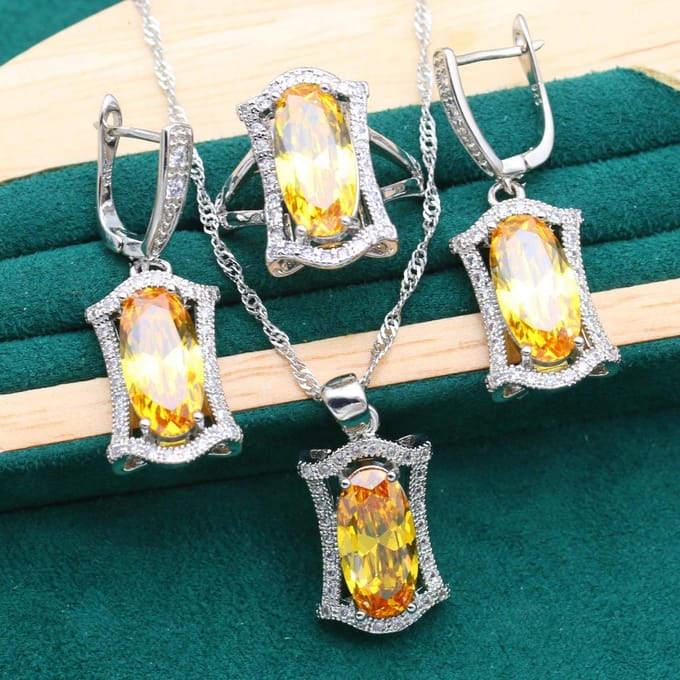 Accessoires Diner Heet Anti-allergisch AAA Zirkonia Ketting Oorbellen Ring Accessoires Set 10 yards gray