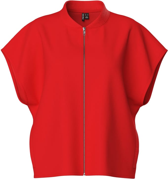Pieces Lounge vest met rits - Zip sweat vest - Rood / S